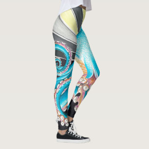 Leggings Octopus Tentacles Kraken Retro Encre de bande