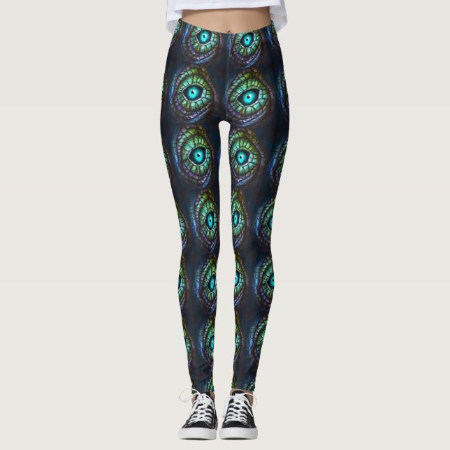 Leggings Oeil bleu vert Abstrait (Devant)