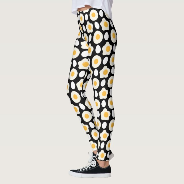 Leggings Oeuf frit Motif Petit-déjeuner Amoureux Fleur de m (Gauche)