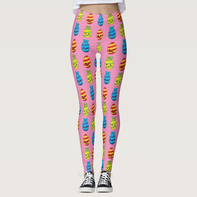 Leggings Oeufs de Pâques de Kawaii avec des rubans (Devant)