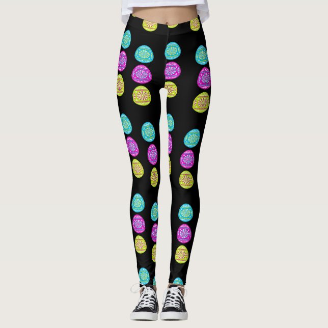 Leggings oeufs de pâques en noir (Devant)