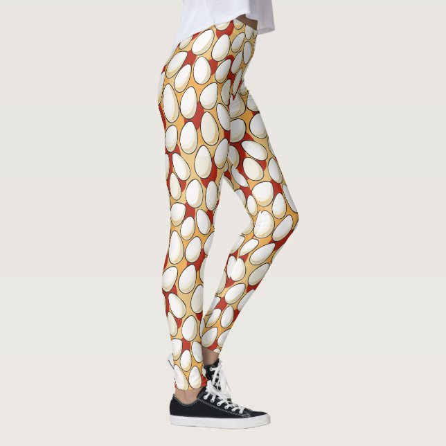 Leggings OEufs de poulet blanc sur la ferme rouge et Brown (Droite)