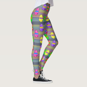 Leggings Oeufs et rayures de pâques teints par arc-en-ciel