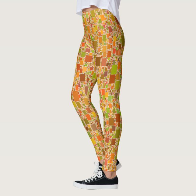 Leggings Oeuvre Abstraite géométrique Carrelée Echo Automne (Gauche)
