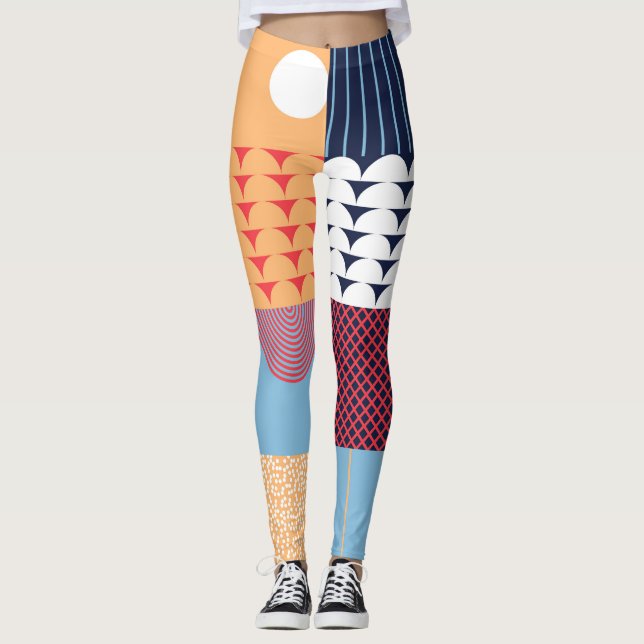 Leggings OEuvre carré Abstraite : conception géométrique. (Devant)