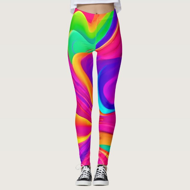Leggings Œuvre d'art abstrait coloré (Devant)