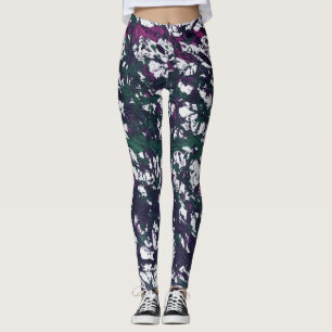 Leggings Œuvre d'art en marbre violet, vert, rose