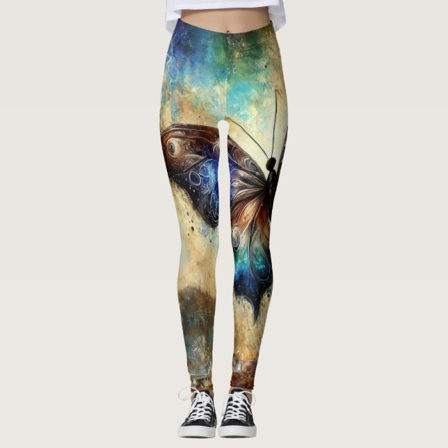 Leggings Œuvre d'art fantastique représentant un papillon c (Devant)