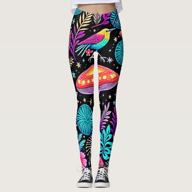 Leggings Oeuvre de champignons de la forêt enchantée (Devant)