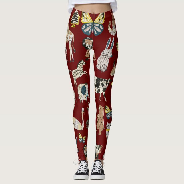 Leggings OEuvre unique Artisanat du papier Animaux Journal (Devant)