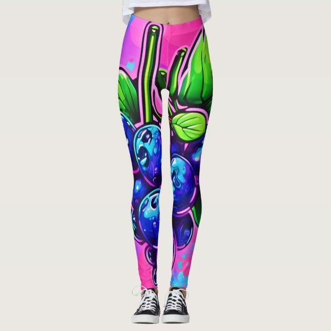 Leggings Oeuvre vibrante de bleuets (Devant)