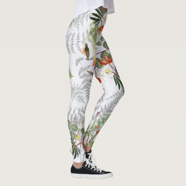 Leggings Oiseau-colibri Flower Palm Frond Ferns (Droite)