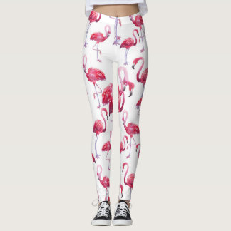 Leggings Oiseau d'aquarelle de Flamant rose exotique