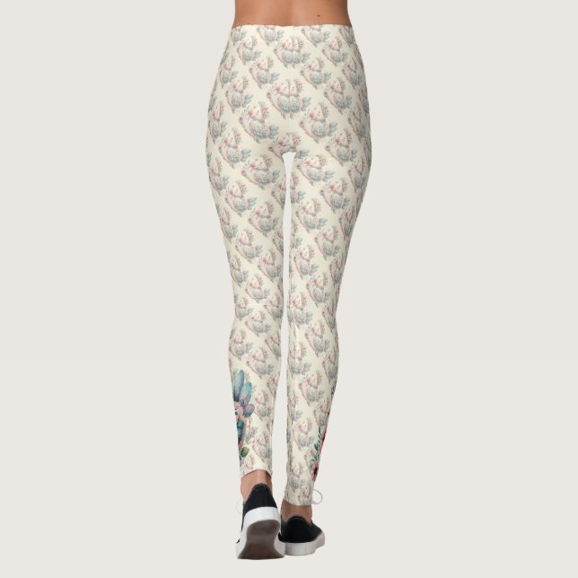 Leggings Oiseau folklorique floral au charme Pastel Boho (Dos)
