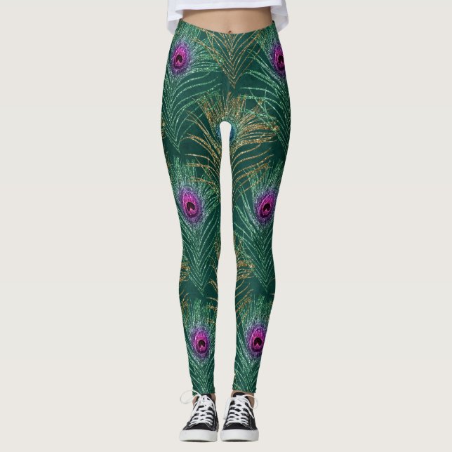 Leggings Oiseau tropical de Peacock (Devant)