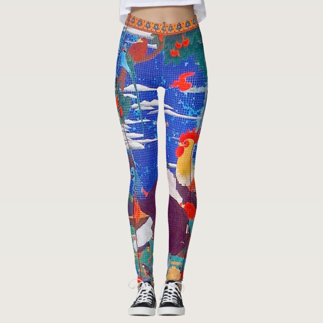 Leggings Oiseaux, animaux et Plantes floraux (à gauche) Jak (Devant)
