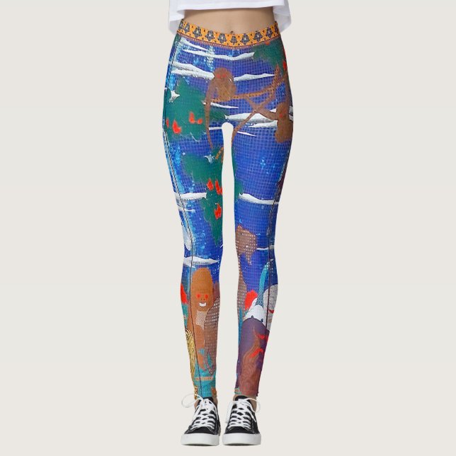 Leggings Oiseaux, animaux et Plantes floraux(droite)Jakuchu (Devant)