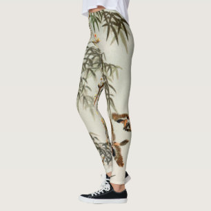Leggings Oiseaux Bambou Asiatique Japonais Vintage