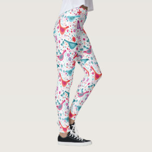 Leggings Oiseaux dans un jardin Boho Aquarelle moderne