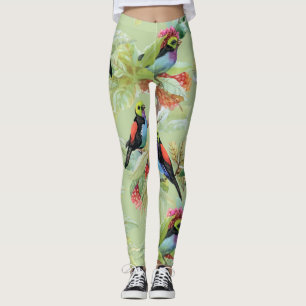 Leggings Oiseaux de fleurs d'été : Motif tropical