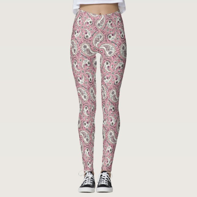 Leggings Oiseaux de marguerite en rose bébé (Devant)