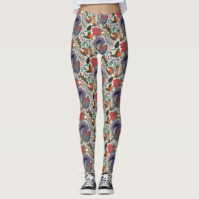 Leggings oiseaux de noël (Devant)