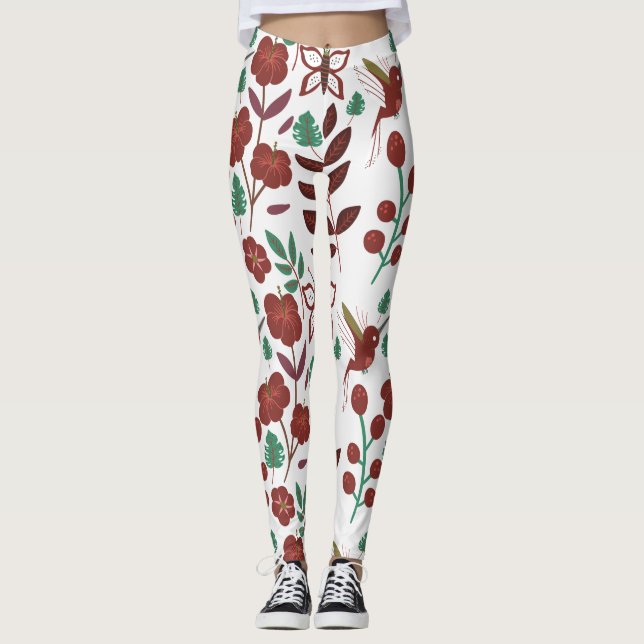 Leggings Oiseaux motifs et papillons floraux sans soudure (Devant)