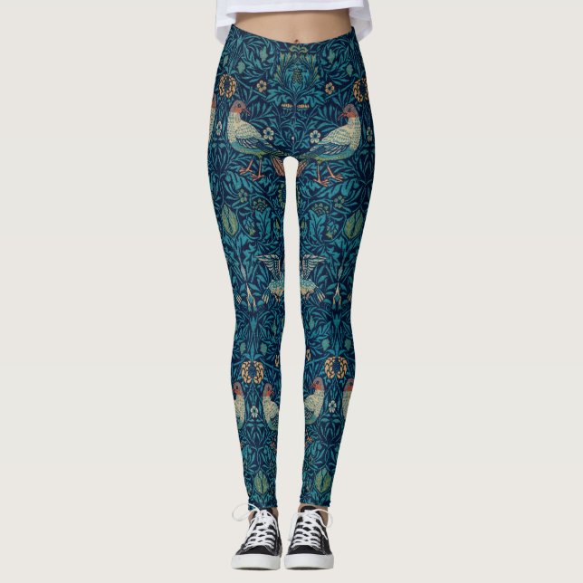 Leggings "Oiseaux" par William Morris Motif bleu (Devant)