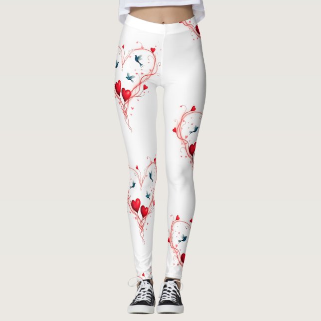 Leggings Oiseaux pour la Saint-Valentin (Devant)