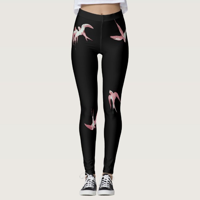 LEGGINGS OISEAUX ROSES (Devant)