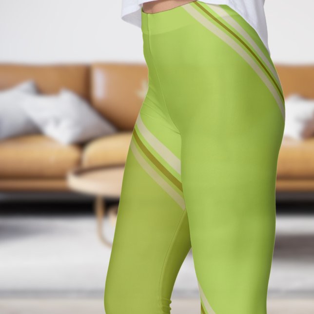Leggings Olive chic sous Pale Green Banded Print (Chic Olive under Pale Green Banded Print Leggings)