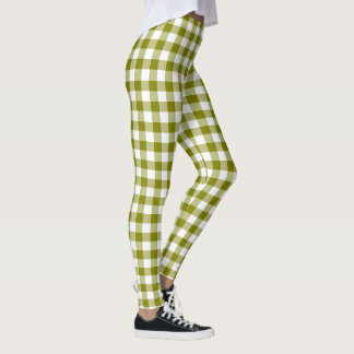 Leggings Olive Green Plaid Gingham