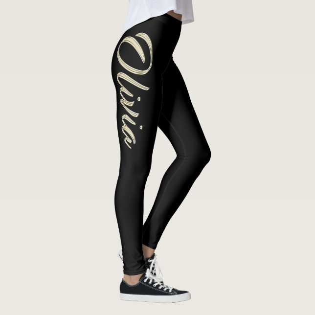 Leggings Olivia or blanc doré Hose d'écriture manuscrite (Droite)