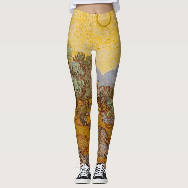 Leggings Oliviers de Van Gogh Soleil Jaune Ciel (Devant)