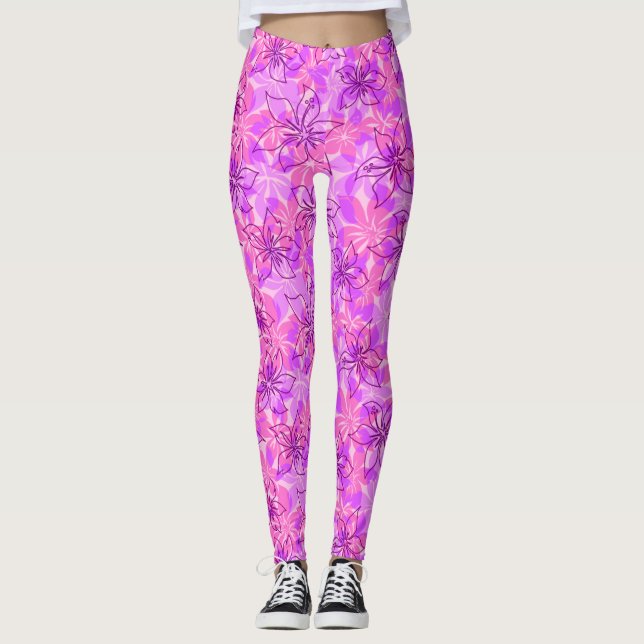 Leggings Olowalu Hibiscus Hawaiian Camo Floral (Devant)