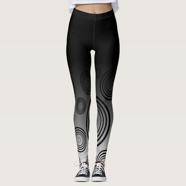 Leggings Ombre avec les anneaux noirs et blancs des cercles (Devant)