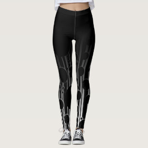 Leggings Ombre avec les cercles et les rayures noirs et