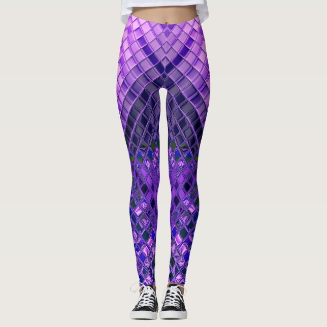 Leggings Ombre bleu et pourpre de motif abstrait (Devant)