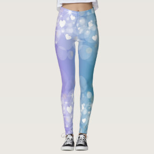 Leggings Ombre Bleu Et Violet Avec Coeurs
