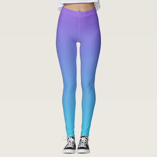 Leggings Ombre bleu pourpre et turquoise (Devant)