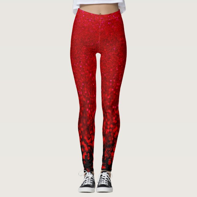 Leggings Ombre de parties scintillant rouge et noir (Devant)