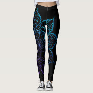 Leggings Ombre Faux Parties scintillant violet et Turquoise