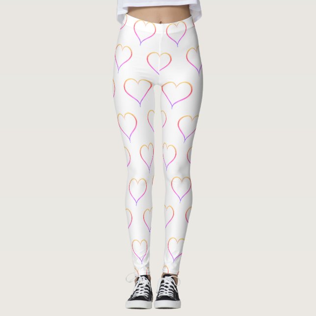 Leggings Ombre Heart Outline, Saint-Valentin Décontractée (Devant)