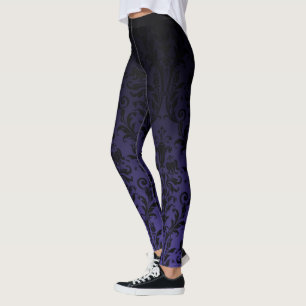 Leggings Ombre noir à violet Ombre dégradé Fade Floral D