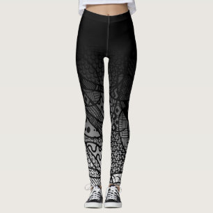 Leggings Ombre noir avec l'abrégé sur noir et blanc motif