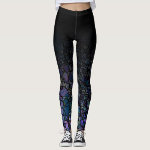Leggings Ombre noir avec les cercles malpropres pourpres de