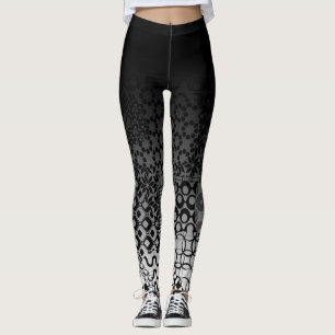 Leggings Ombre noir avec les motifs noirs et blancs uniques