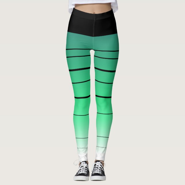 Leggings Ombre Noir Et Vert (Devant)
