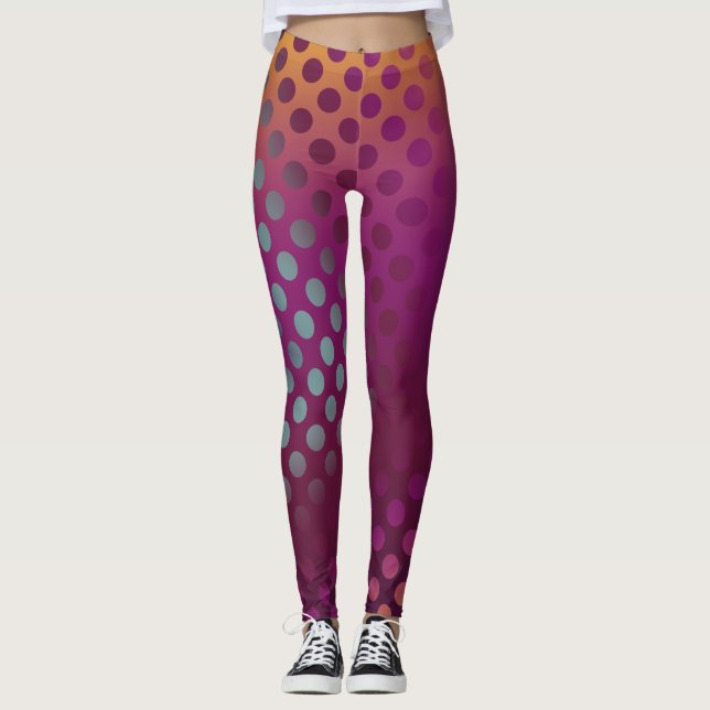 Leggings Ombre Passion Fruit Pois Maroon Jaune Turquoise (Devant)