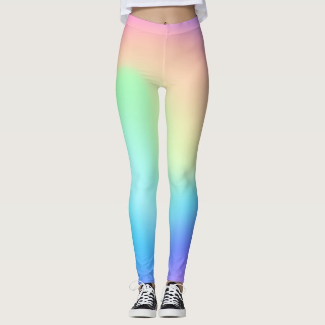 Leggings ombre rainbow gradient holographique vaporwave (Devant)